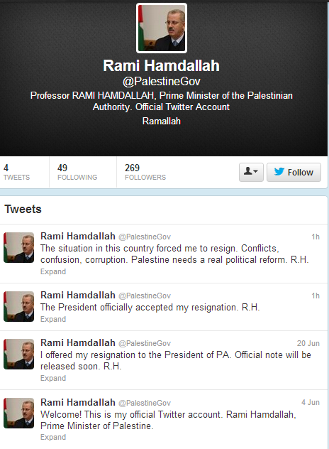 Twitter Rami Hamdallah
