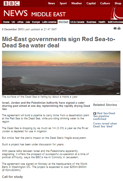 Impartiality fail as BBC promotes FOEME objections to Red-Dead Sea project